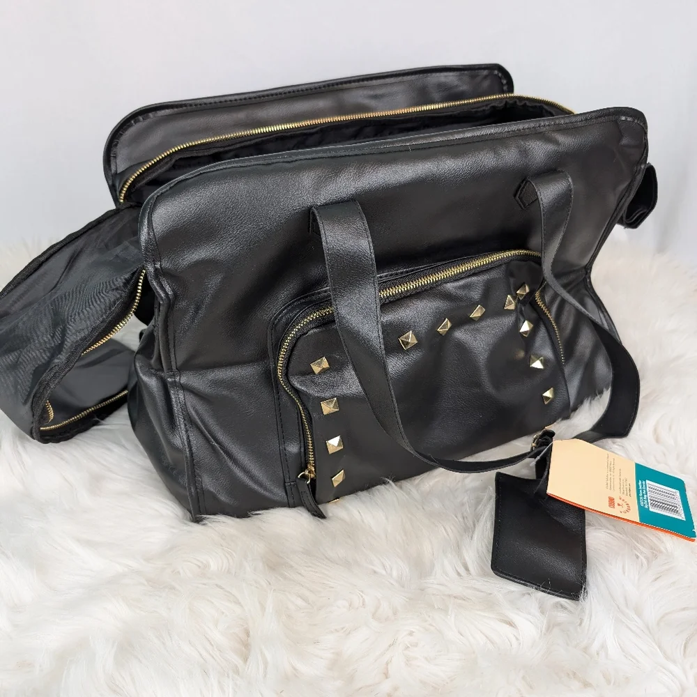 Cosmo Furbabies faux leather pet carrier, 17Lx11Hx10W, black